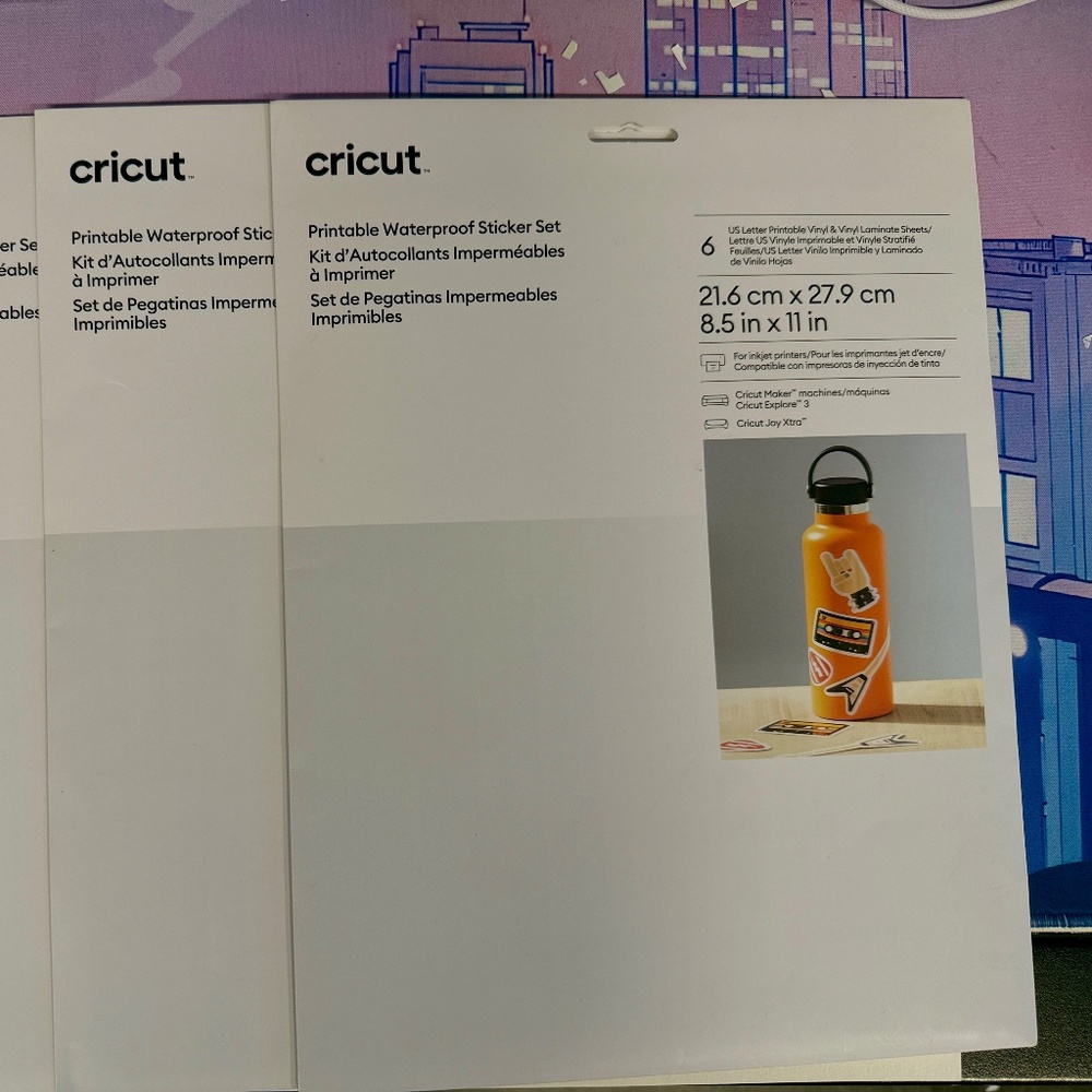 Cricut Printable Waterproof Sticker Packs (6 per pack, 3 packs)